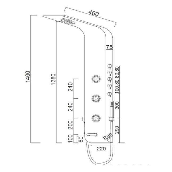 Στήλη Ντους-Υδρομασάζ Icos Lete Satin